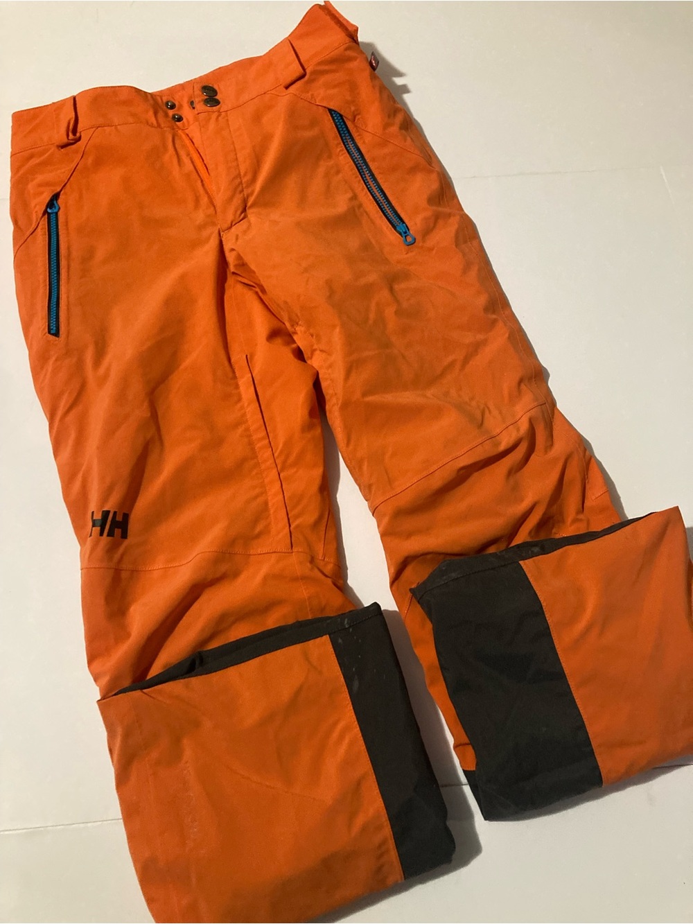 Helly Hansen Men’s Orange Insulated Force Ski Pants with Black Reinforced Cuffs